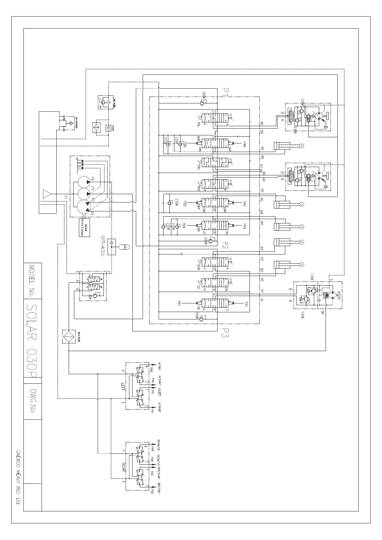 S030P HYDRAULIC CIRCUIT DIAGRAM Schematic Daewoo Doosan